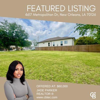 FEATURED LISTING: 4617 Metropolitan Dr, New Orleans, LA 70126. 
INVESTMENT OPPORTUNITY

Oversized vacant lot in Gentilly Woods.