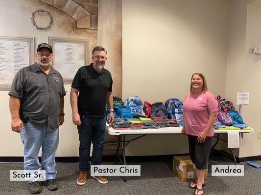 Backpack donation to local Chillicothe Church