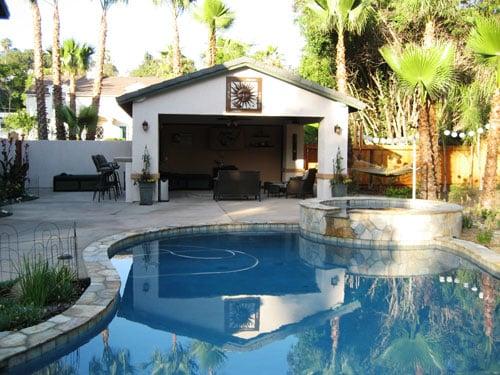 Mt. Helix pool deck, cabana, out door kitchen and landscape