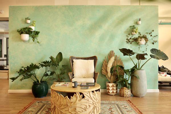 our teal textured wall is such a great backdrop!