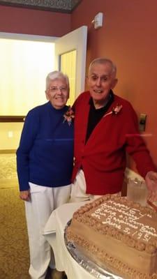 My parents at there 64th wedding anniversary celebration wearing the corsage and boutonniere