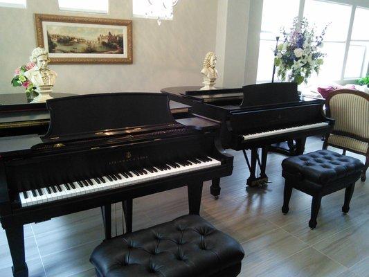 Two Steinway grand pianos are provided for the lessons.