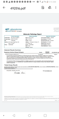 Negative for covid 19 nov 21st 2020