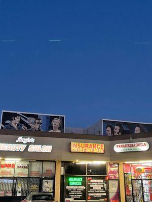 The Beatles, Elvis, Marilyn, & Arnold 80 Foot Wall Mural back of The Derby Apartments on Santa Monica Blvd. & Wilton Pl. in LA