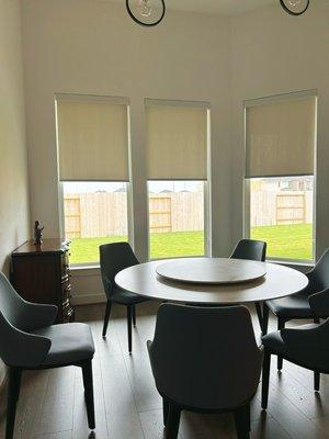 Roller shades for dining room