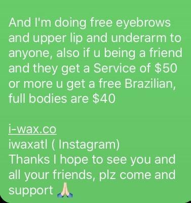 Free wax for new clients