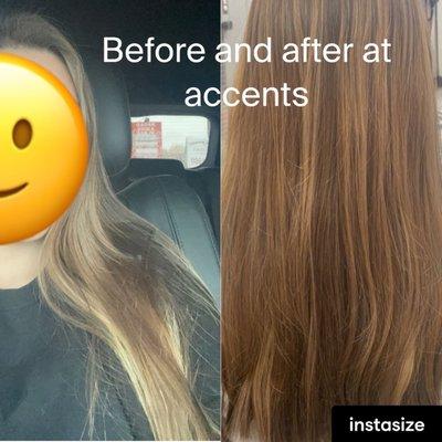 Accents before and after and my hair is still the same!