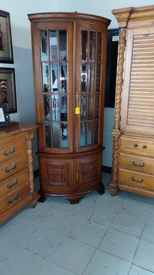 Mahogany corner cabinet.  Beautiful cravings