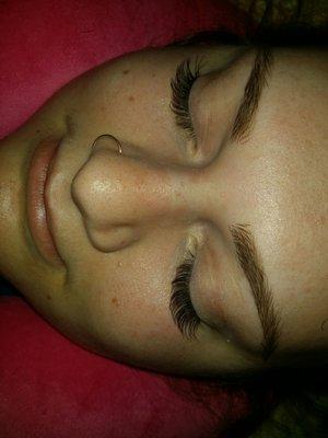 Full set of eyelash extensions. Very natural.