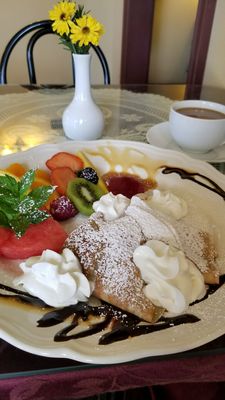 Strawberry nutella crepe, with real whipped cream: to die for!