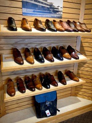 One of a few displays of different models of shoes