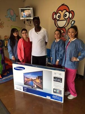 Mr. Collins couldn't believe he could get his teeth taken care of AND leave with a TV! (June 2015)