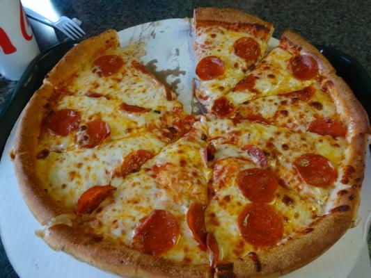 Large Pepperoni pizza from Raphael's in Fayetteville, TN.