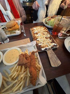 Nashville chicken tendies and potato pizza