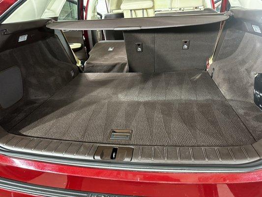 Rear hatch of a Lexus after cleaning carpet