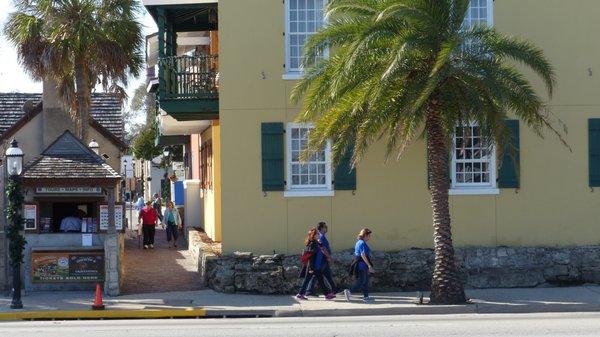 Looking down Treasury Street from the waterfront