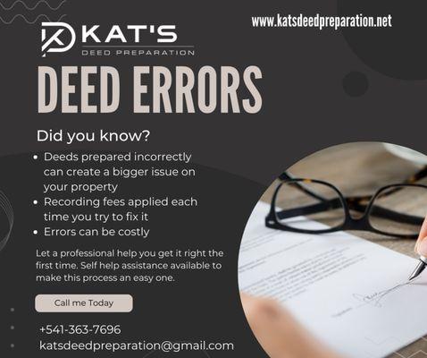 Call for help with your document preparation needs. Errors can be costly.