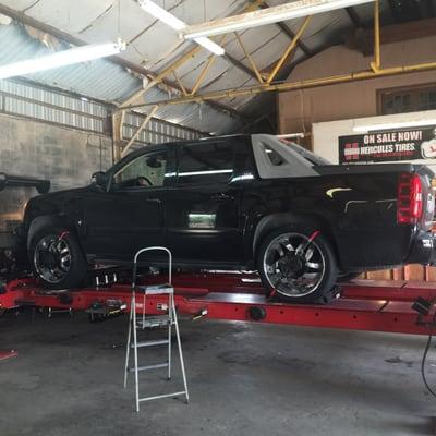 They truck getting an alignment