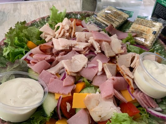 Chef salad with blue cheese and crackers. So good!