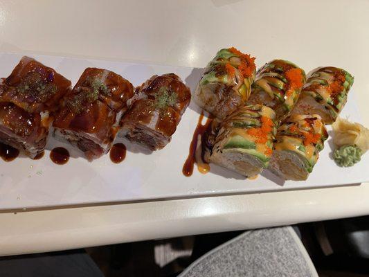 Eagle Roll and Red Dragon Roll