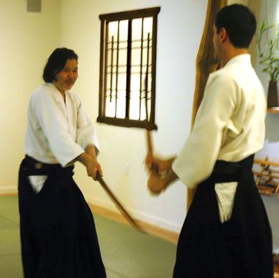 Sugano and Jim demonstrating bokken techniques