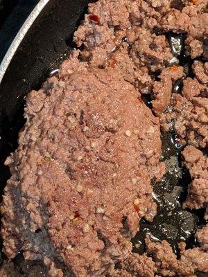 Nasty white chunks in Preston Locker burger that doesn't cook down.