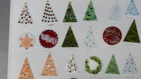 A selection of ornaments from class attendees.