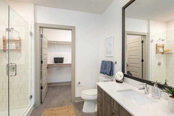 One bedroom model apartment bathroom