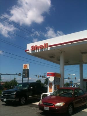 They sit by the air pump at the Shell station.