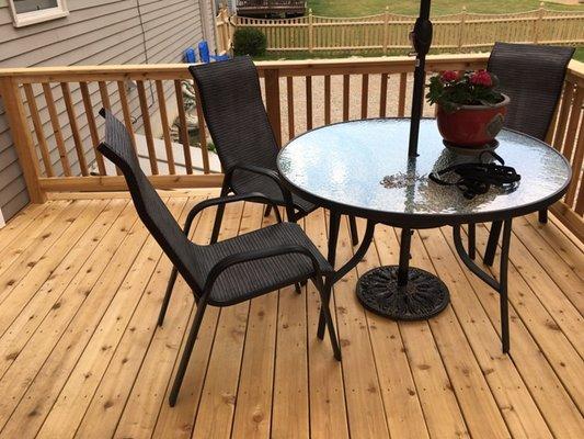 Deck done with Cedar decking and rails.