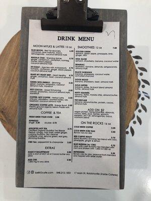 Smoothie and Coffee Menu