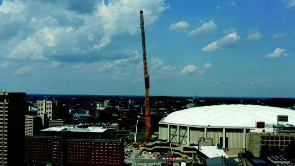 Walt, the giant crane, at the Syracuse University Dome roof replacement project