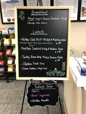 Daily Specials (Monday Shown)