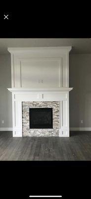 Fire place trim and rock, tile