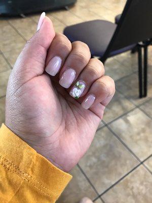 Nails done by Tran in the nail salon downstairs! I absolutely loooooved the service and finally found someone who can do acrylic flowers.