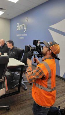 Behind the scenes photo of our video production with Berry Global