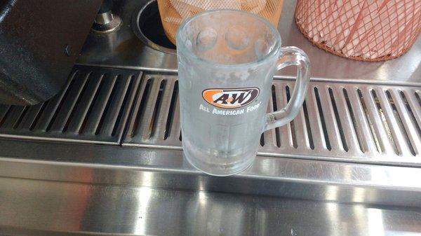 A frosted mug for the home made root beer.