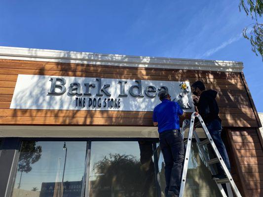 Doug installing my sign!! This was such an exciting day!