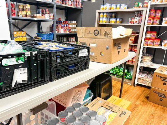 Our food bank is always stocked for clients in our program.