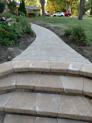 Railroad ties gone! New steps to the paver walkway