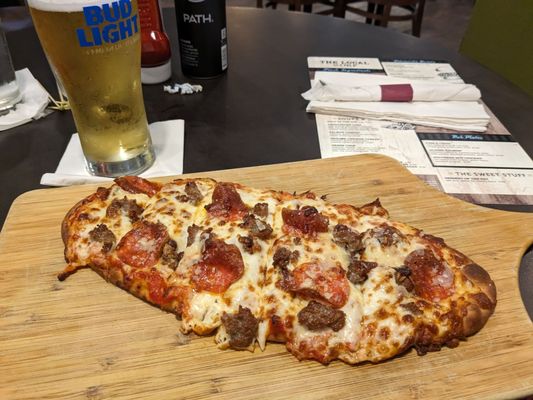 Meat lovers flatbread pizza