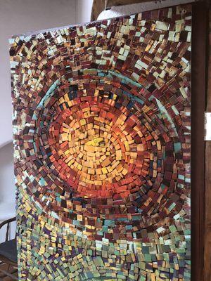 Interesting painted wood mosaic door