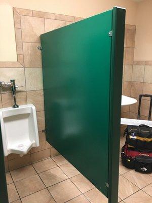 Restroom partition paint refinish