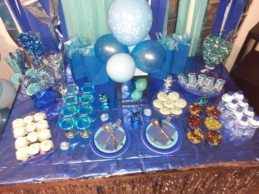 Shimmer Blue Mini Baby Shower Setup