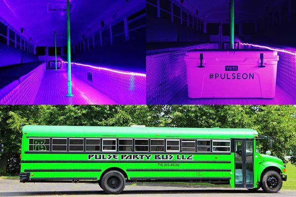 Limearita: 34 Passenger Party Bus, perimeter style seating, JBL Bluetooth Surround Sound System with Sub