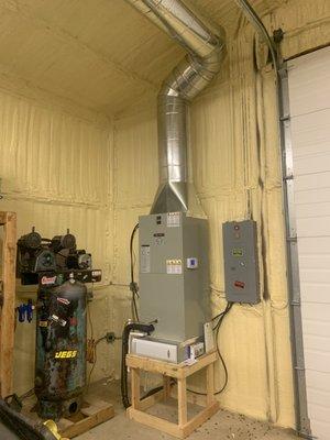 Heat pump installation in detached shop