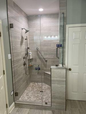 corner bench in shower