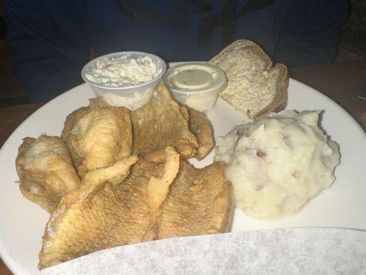 Blue gill with garlic mash