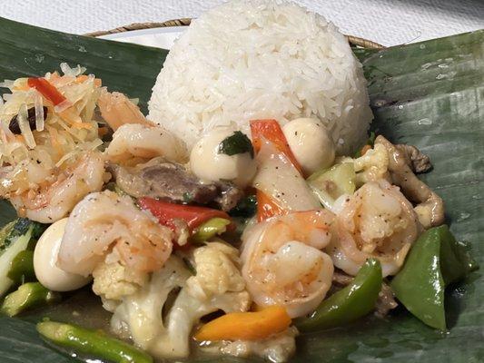 Pork, Shrimp & Vegetables Stir Fry Silog