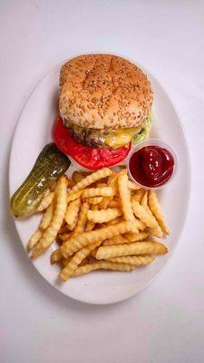 Fresh housemade burger with fries